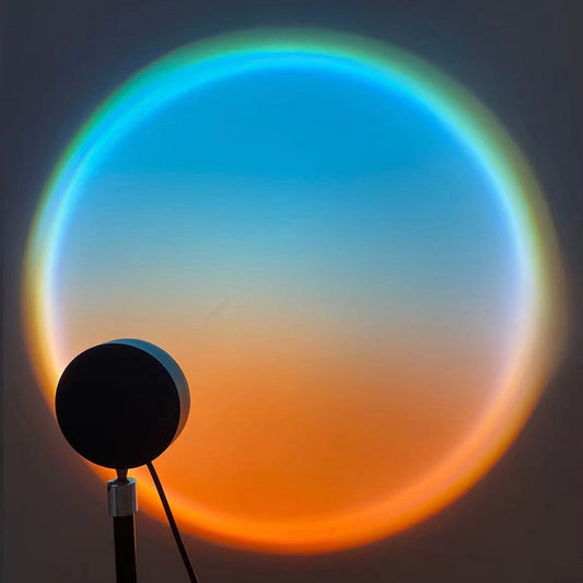 Colorful circular light projection on a dark background